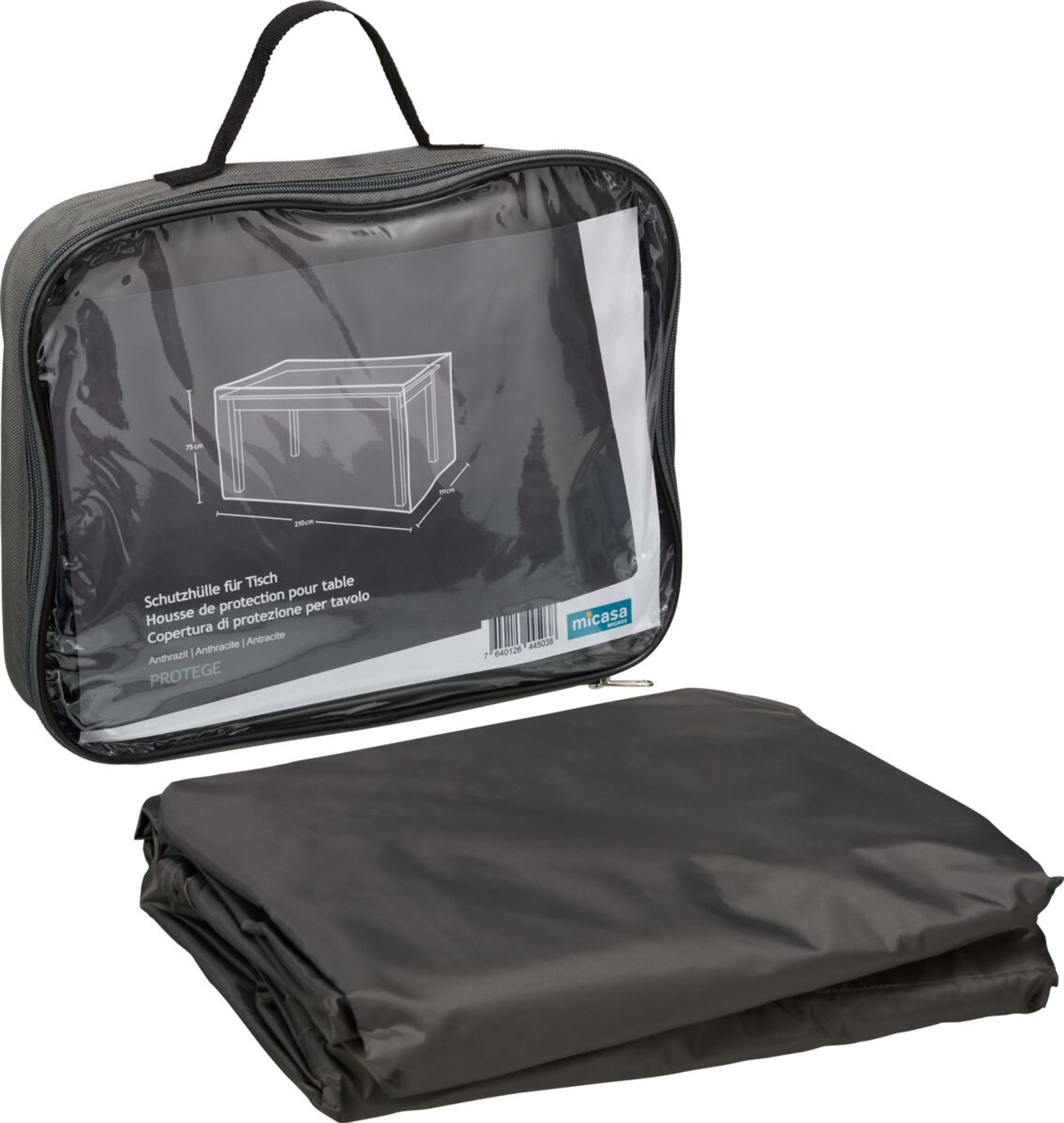 Housse de protection table PROTEGE, Anthracite, 210x111x75, Micasa