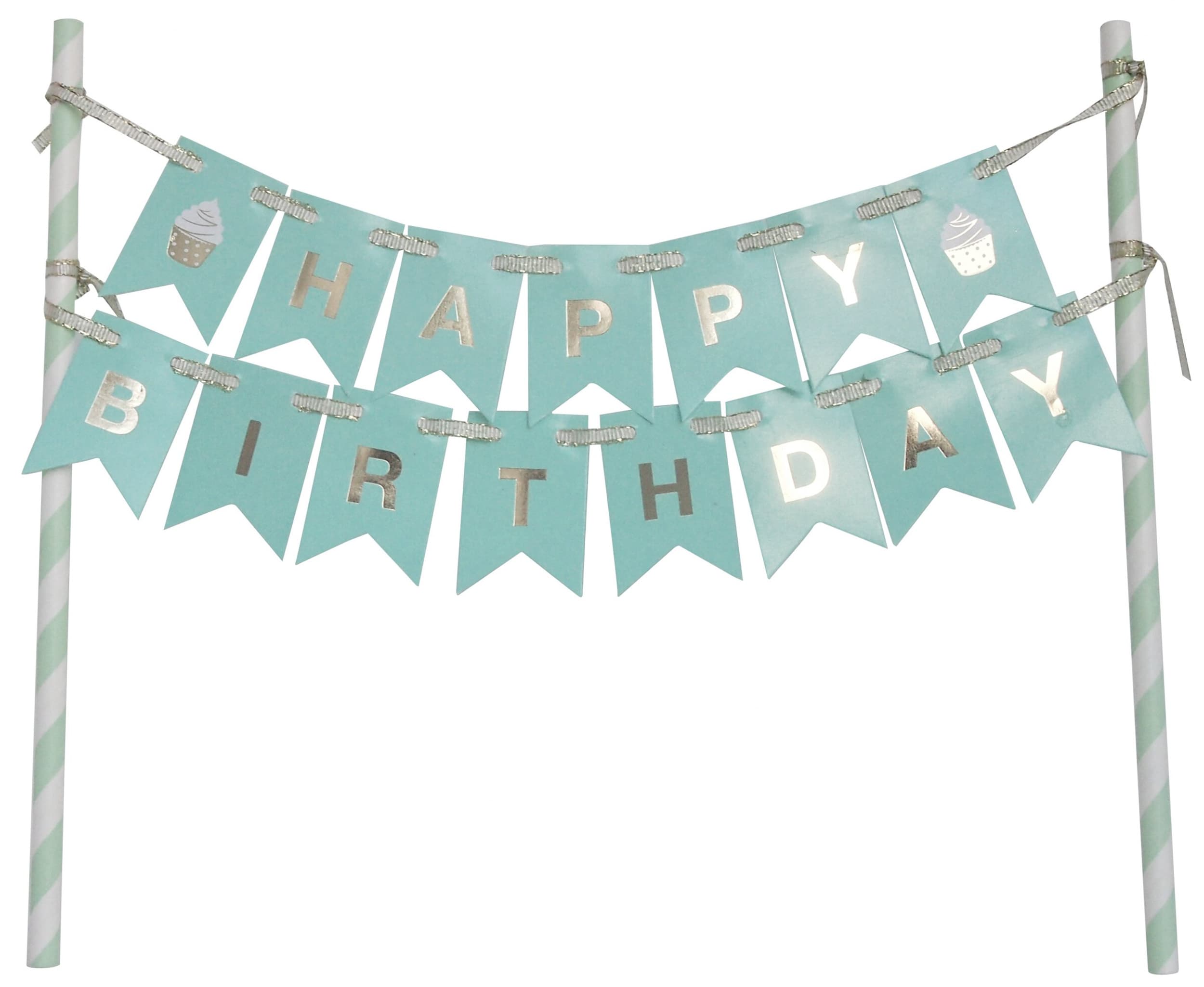 Topper gâteau BIRTHDAY, menthe, 19.5x28, Micasa