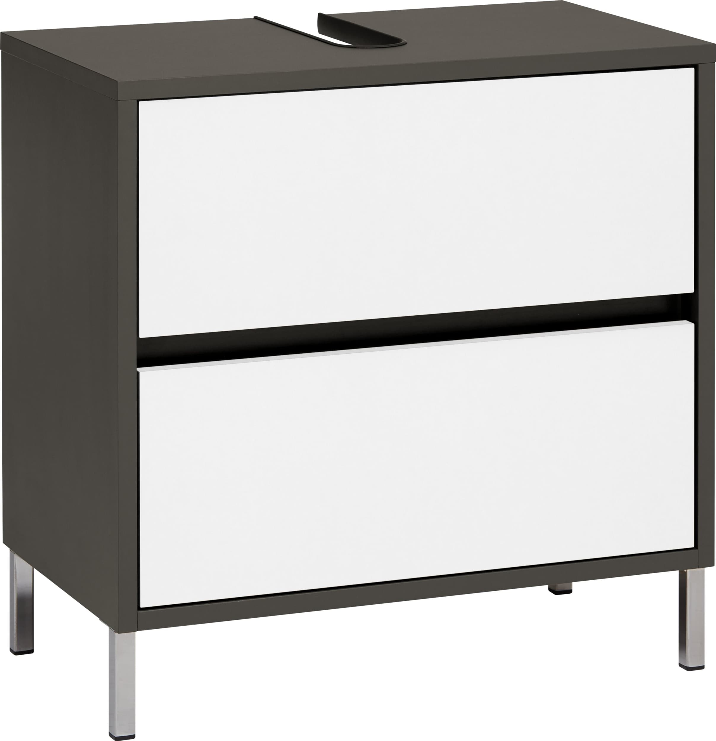 Meuble sous-lavabo SIERRA, Anthracite / Blanc, Aggloméré (bois mélangé), 60x35x60, Micasa