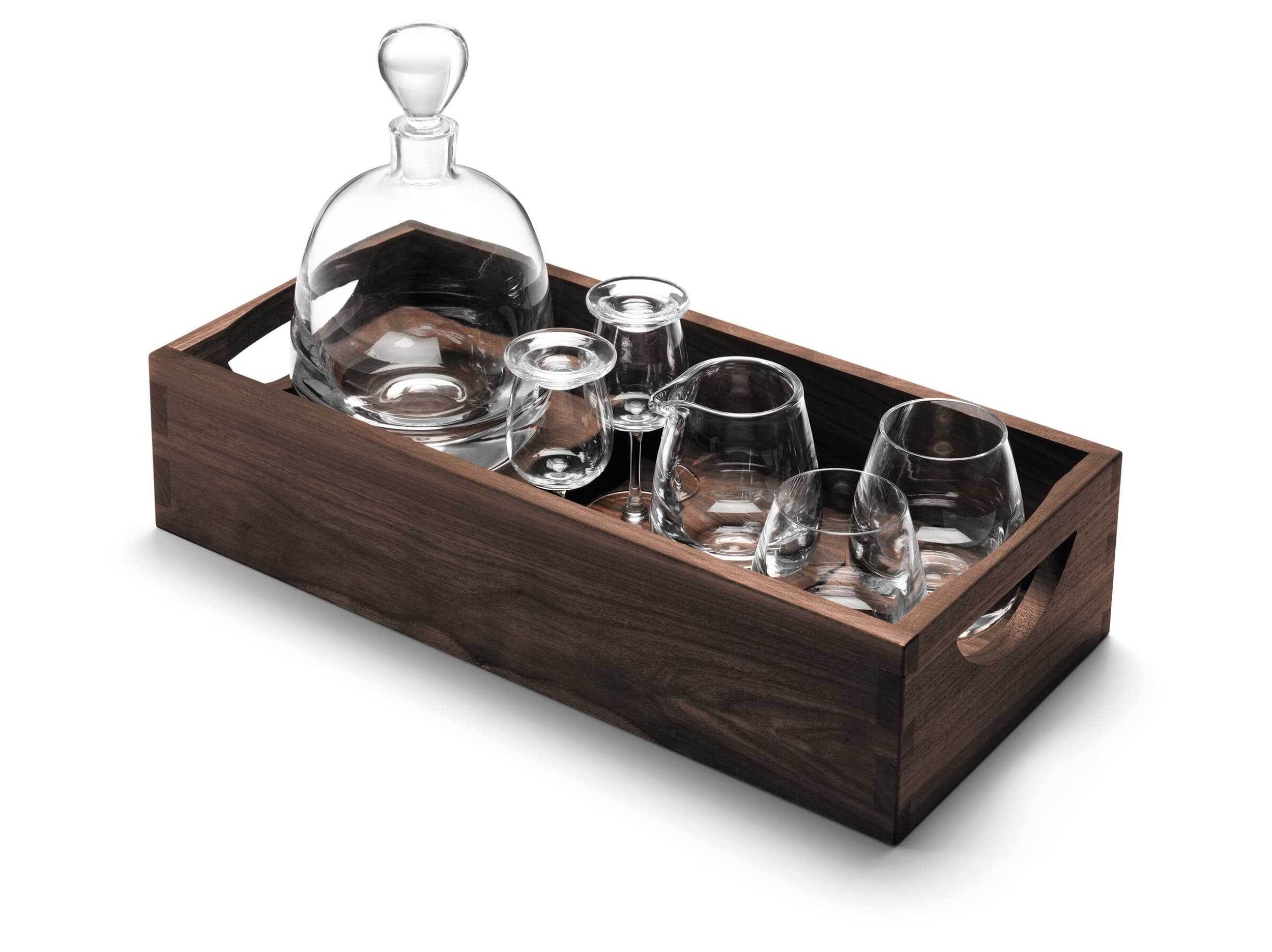 LSA Verre à whisky WHISKY, Brun foncéTransparent, Noyer massif, 44x21.5x31.5