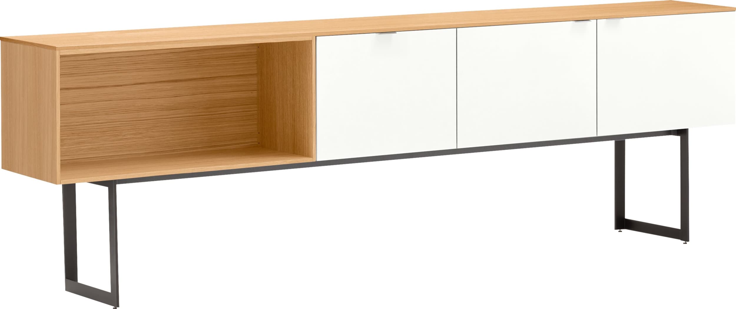 Buffet bas TILL, Blanc / Chêne, Aggloméré (bois mélangé), 252x41x79.6, Micasa