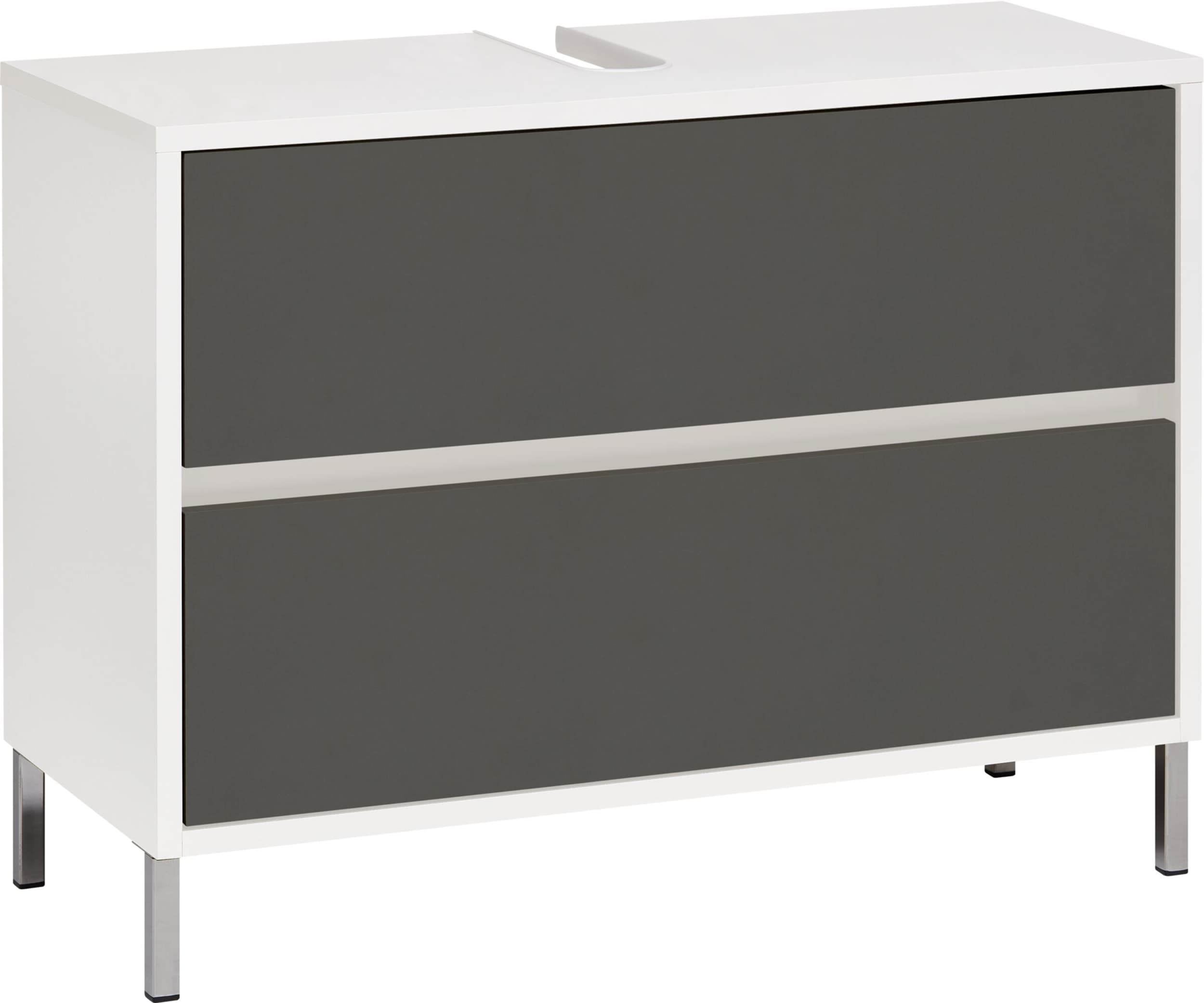 Meuble sous-lavabo SIERRA, Blanc / anthracite, Aggloméré (bois mélangé), 80x35x60, Micasa