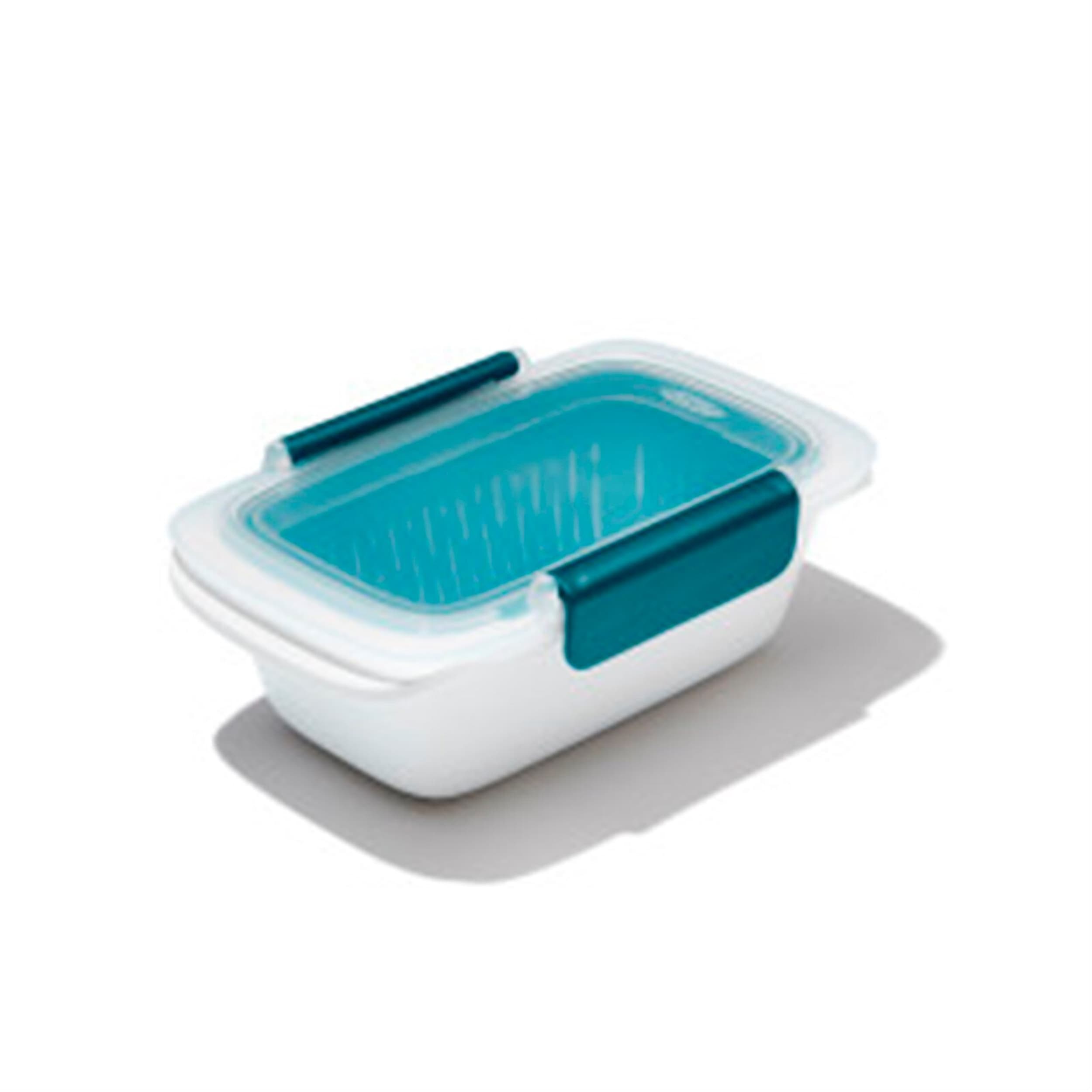 OXO Boîte à goûter GOOD GRIPS, PétroleTransparent, 17.5x17.5x11.4x6.8