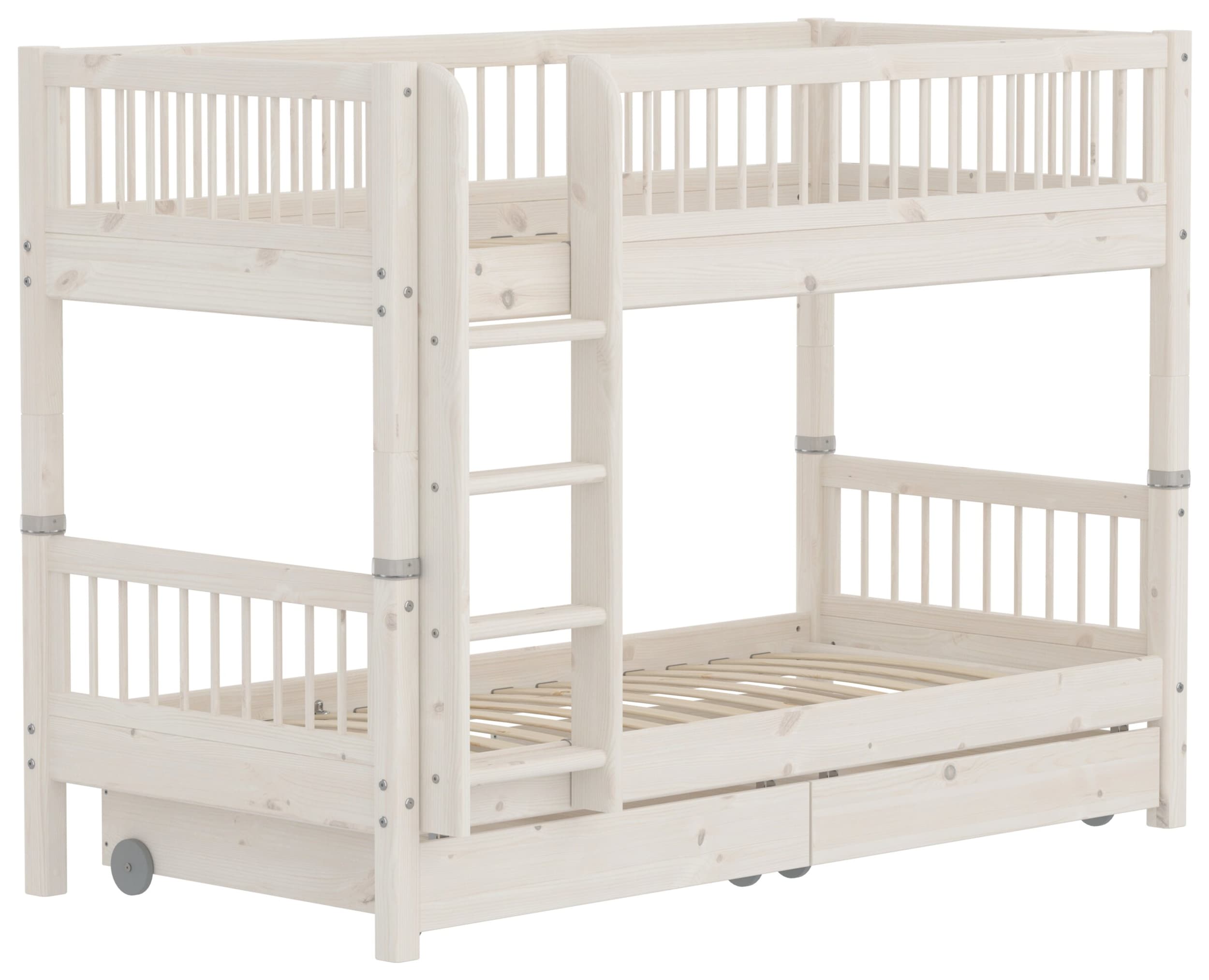 Flexa Echelle droite lit superposé CLASSIC, White Wash, Pin massif, 110x210x154