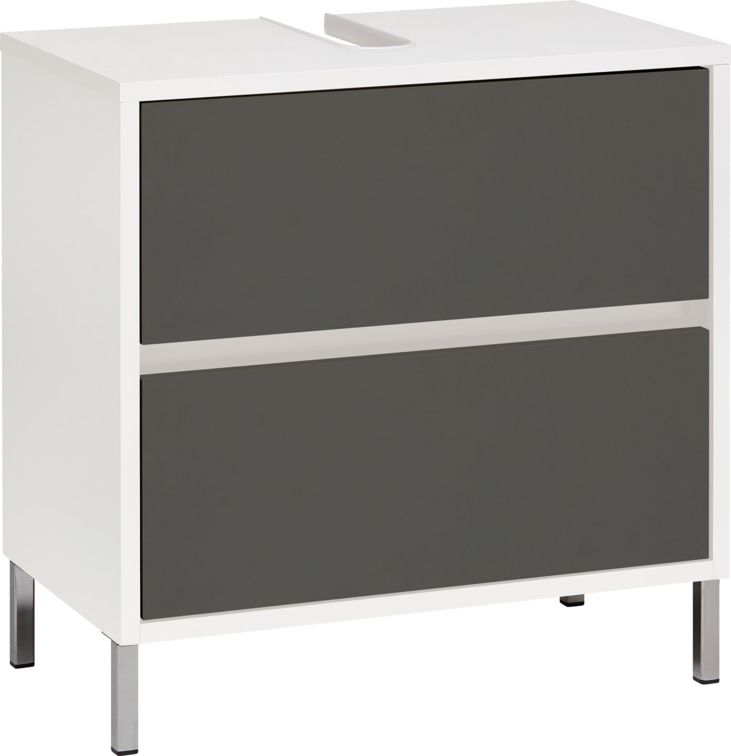 Meuble sous-lavabo SIERRA, Blanc / anthracite, Aggloméré (bois mélangé), 60x35x60, Micasa