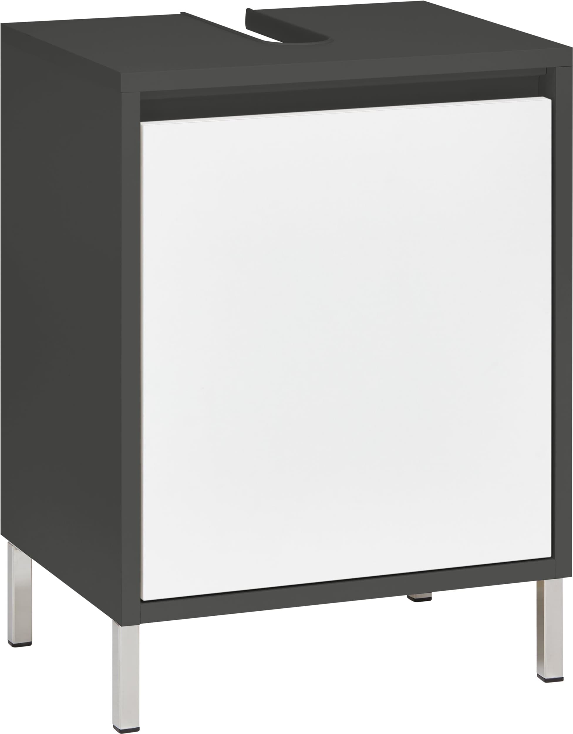 Meuble sous-lavabo SIERRA, Anthracite / Blanc, Aggloméré (bois mélangé), 45x35x60, Micasa