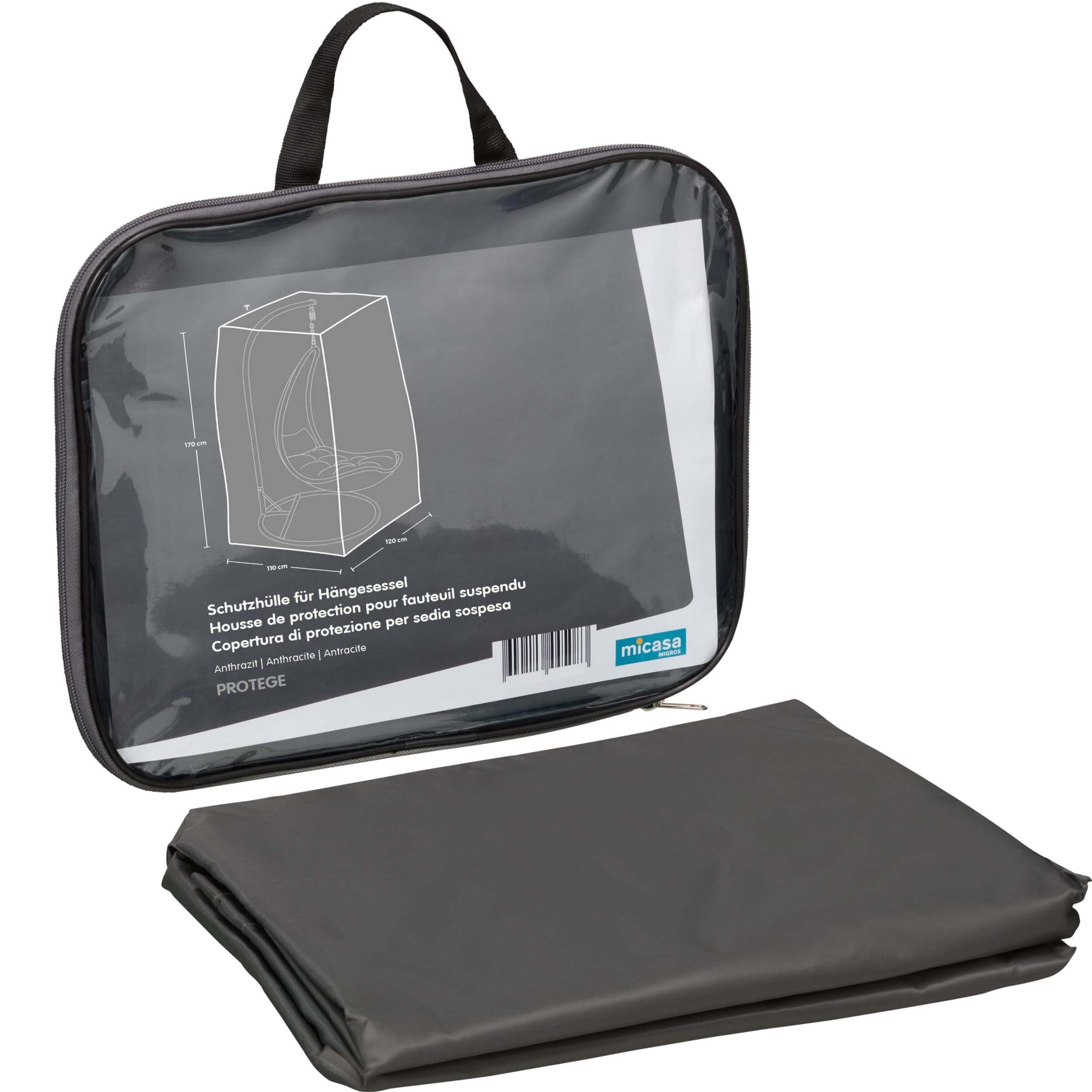 Housse de protection Fauteuil suspendu PROTEGE, Anthracite, 110x120x170, Micasa