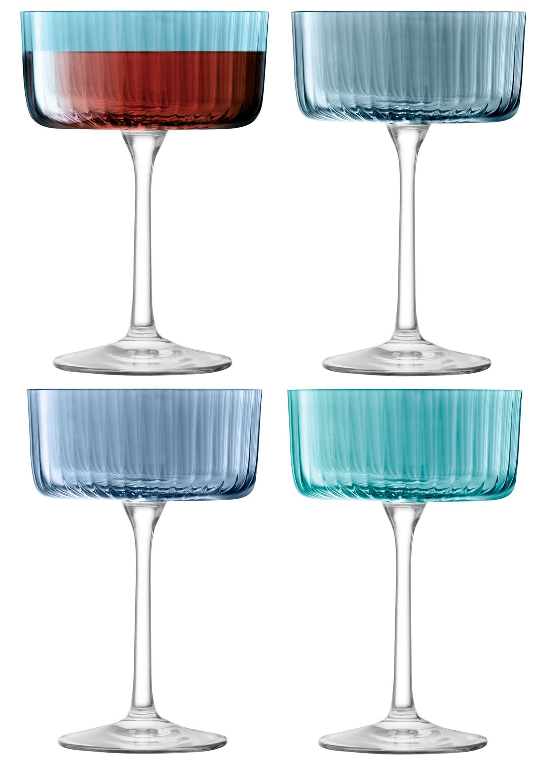 LSA Set de verres à champagne GEMS, Bleu, 13x9