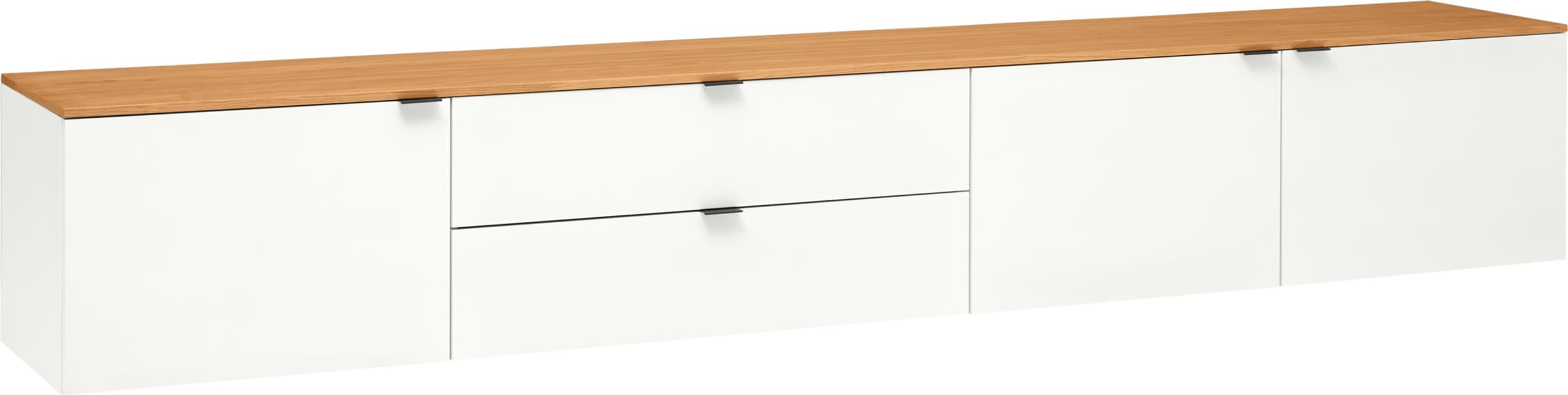 Buffet bas TILL, Blanc / Chêne, Aggloméré (bois mélangé), 252x41x40, Micasa