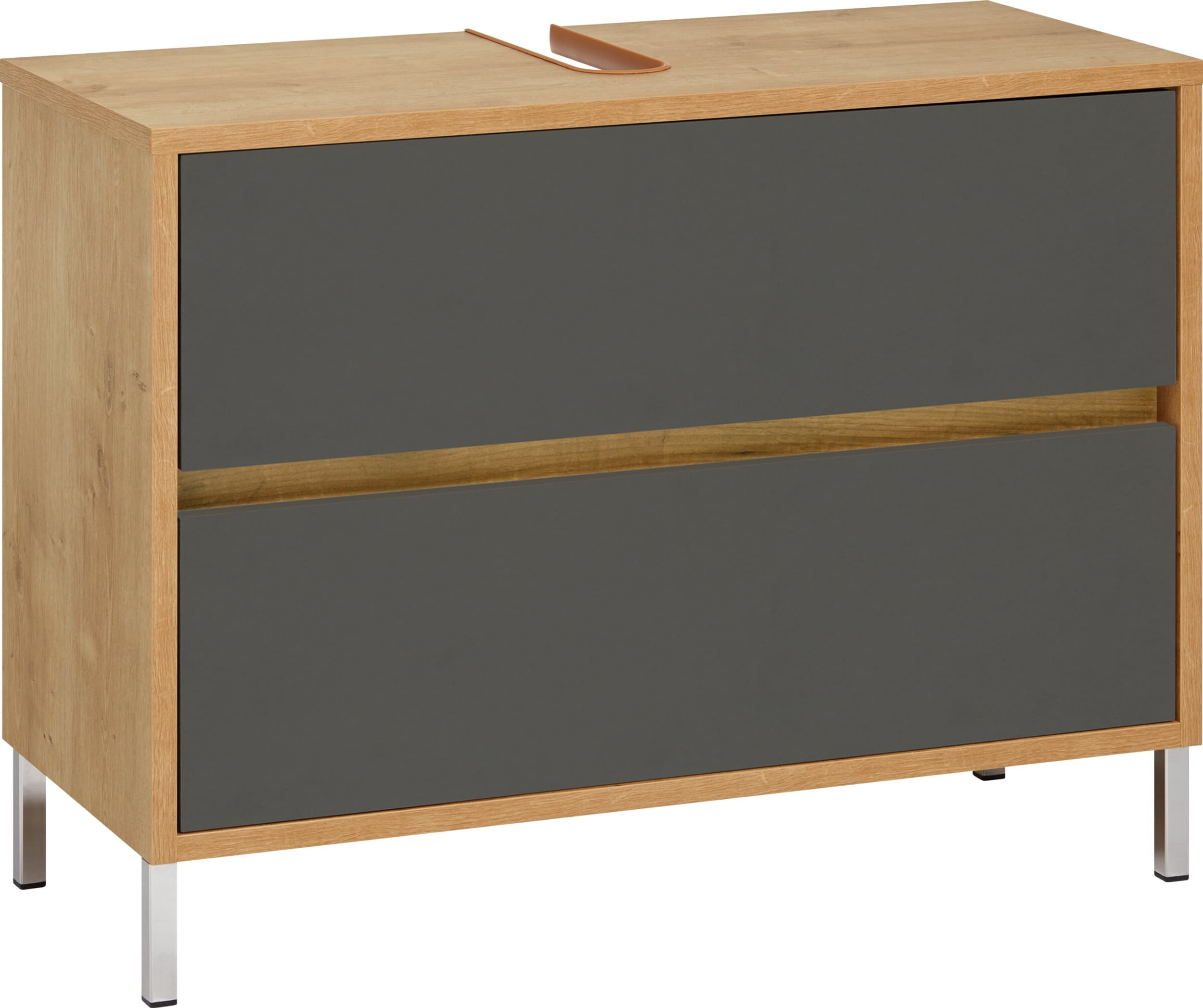 Meuble sous-lavabo SIERRA, Chêne/Anthracite, Aggloméré (bois mélangé), 80x35x60, Micasa