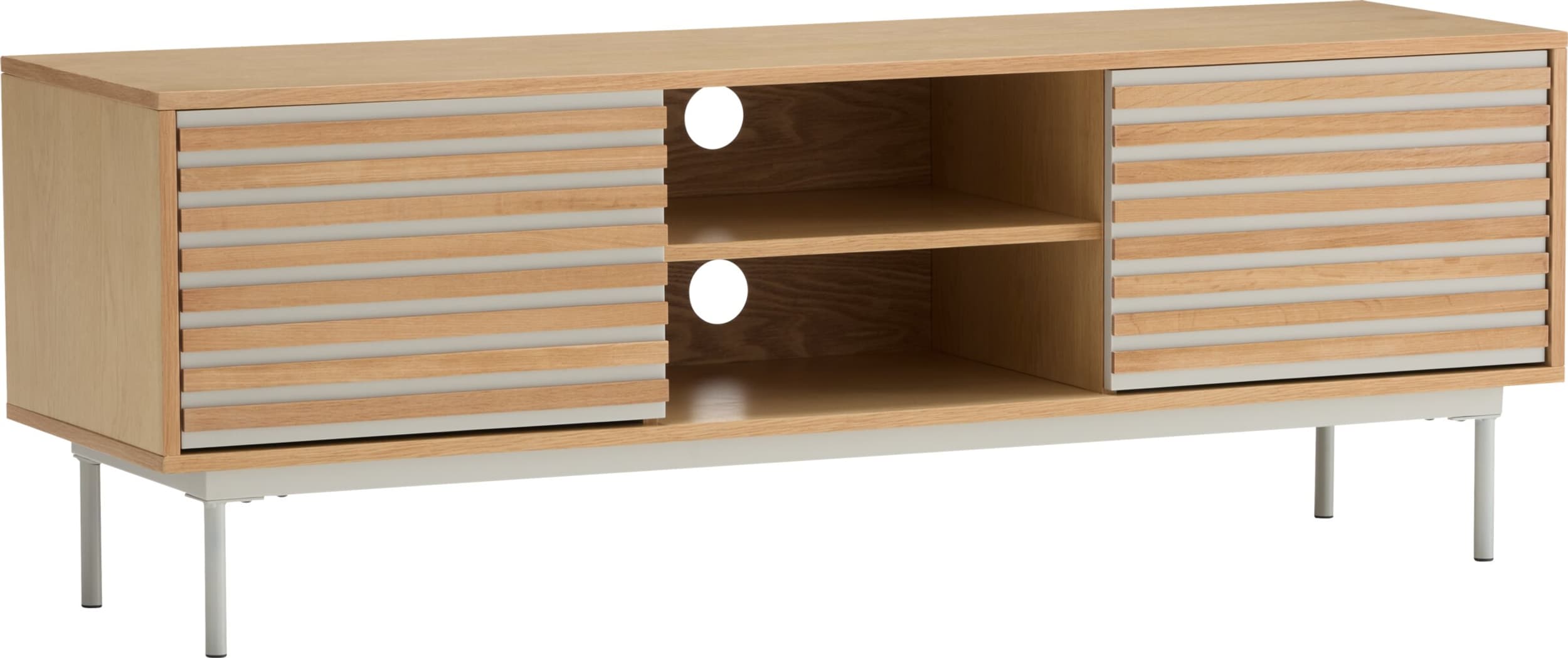 Buffet bas LINE, Gris / Marron, MDF (bois mélangé), 140x40x50, Micasa