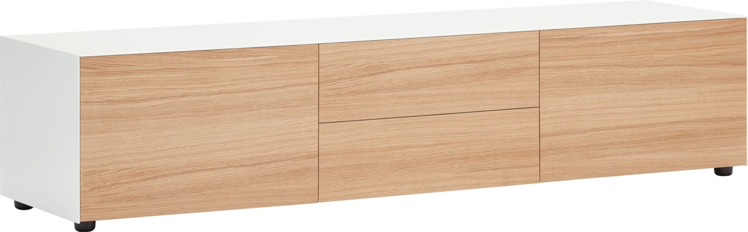 Buffet bas LUX, Blanc / Chêne, MDF (bois mélangé), 180x46x37.5, Micasa