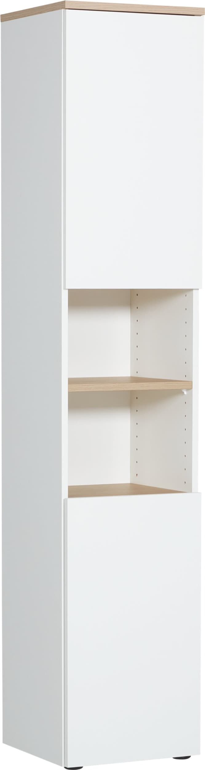 Armoire haute CORTES II, Blanc / Chêne, Aggloméré (bois mélangé), 35x37x180, Micasa
