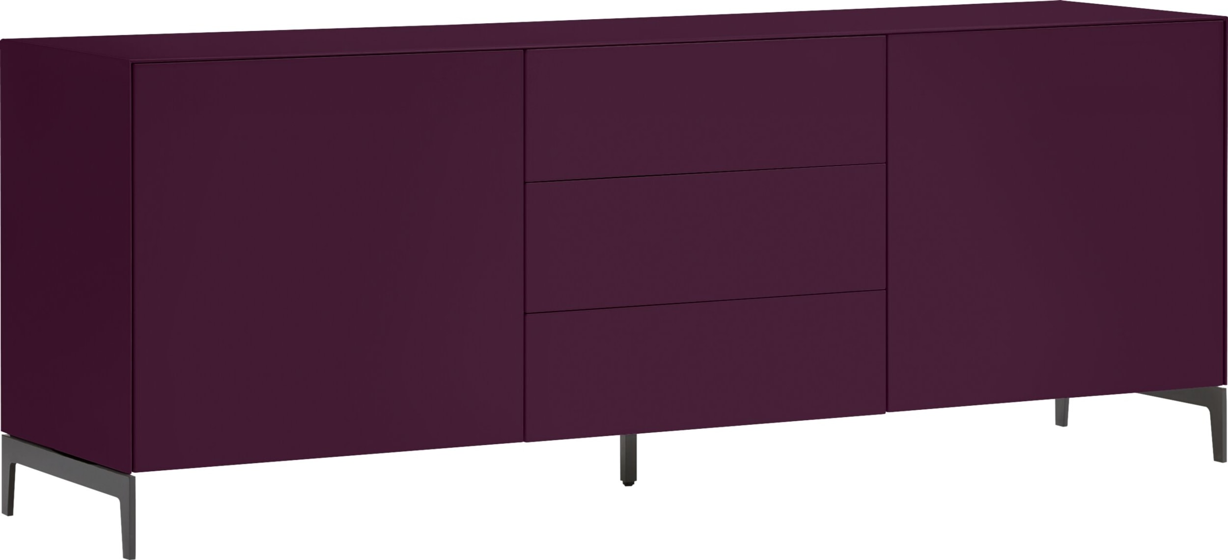 Buffet bas LUX, Aubergine, MDF (bois mélangé), 180x46x68, Micasa