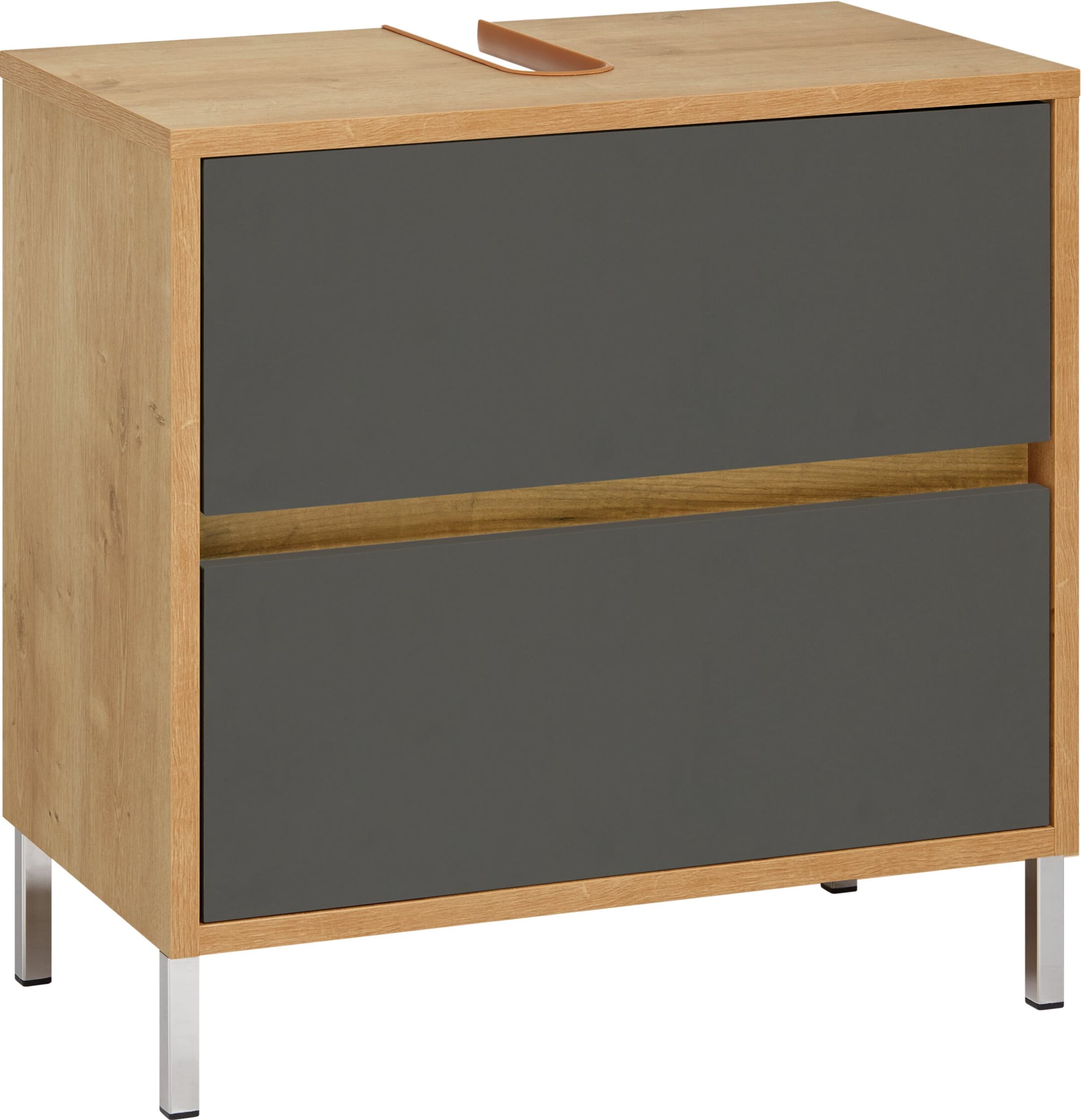 Meuble sous-lavabo SIERRA, Chêne/Anthracite, Aggloméré (bois mélangé), 60x35x60, Micasa