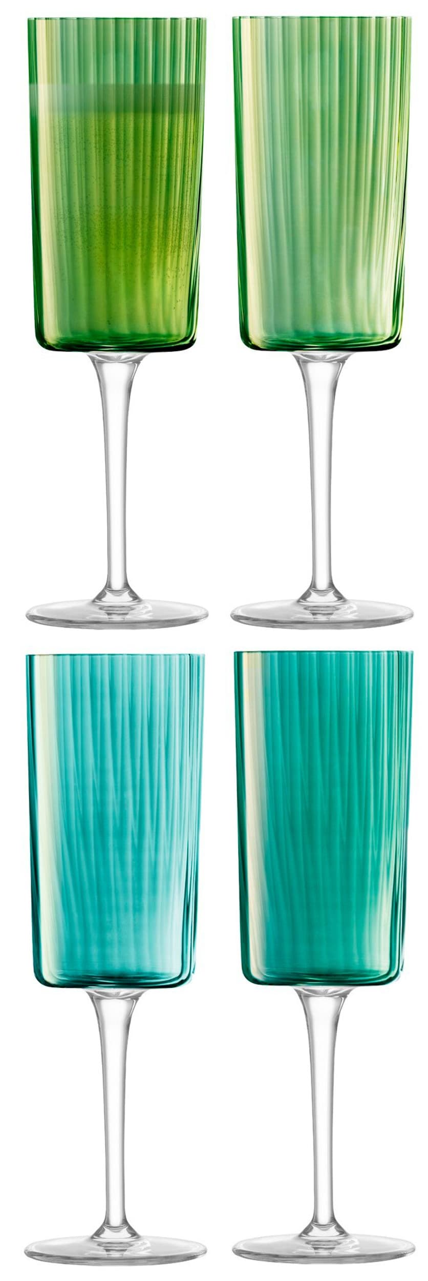 LSA Set de verres à champagne GEMS, Vert, 19.5x6