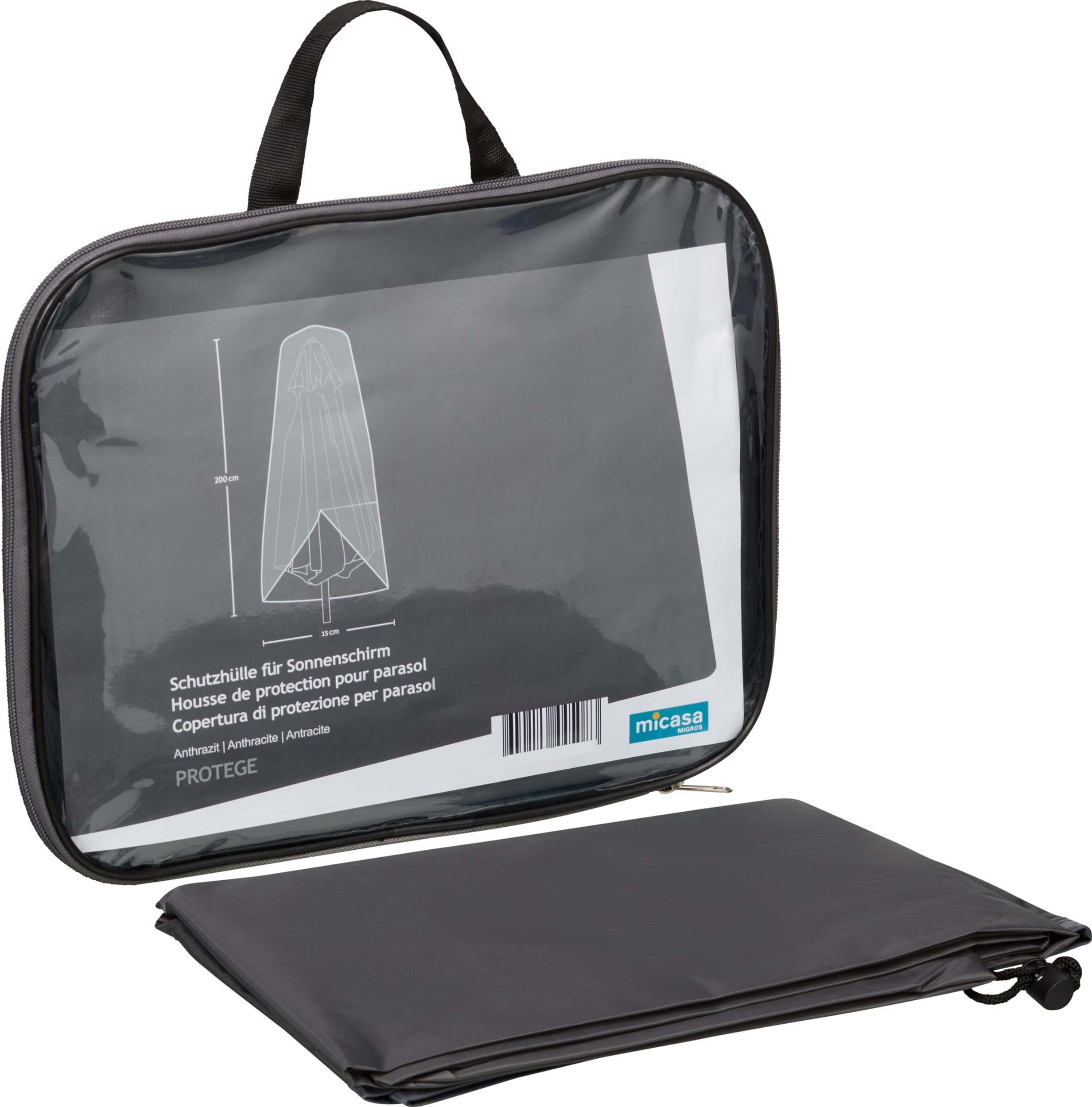 Housse de protection parasol PROTEGE, Anthracite, 200x15, Micasa