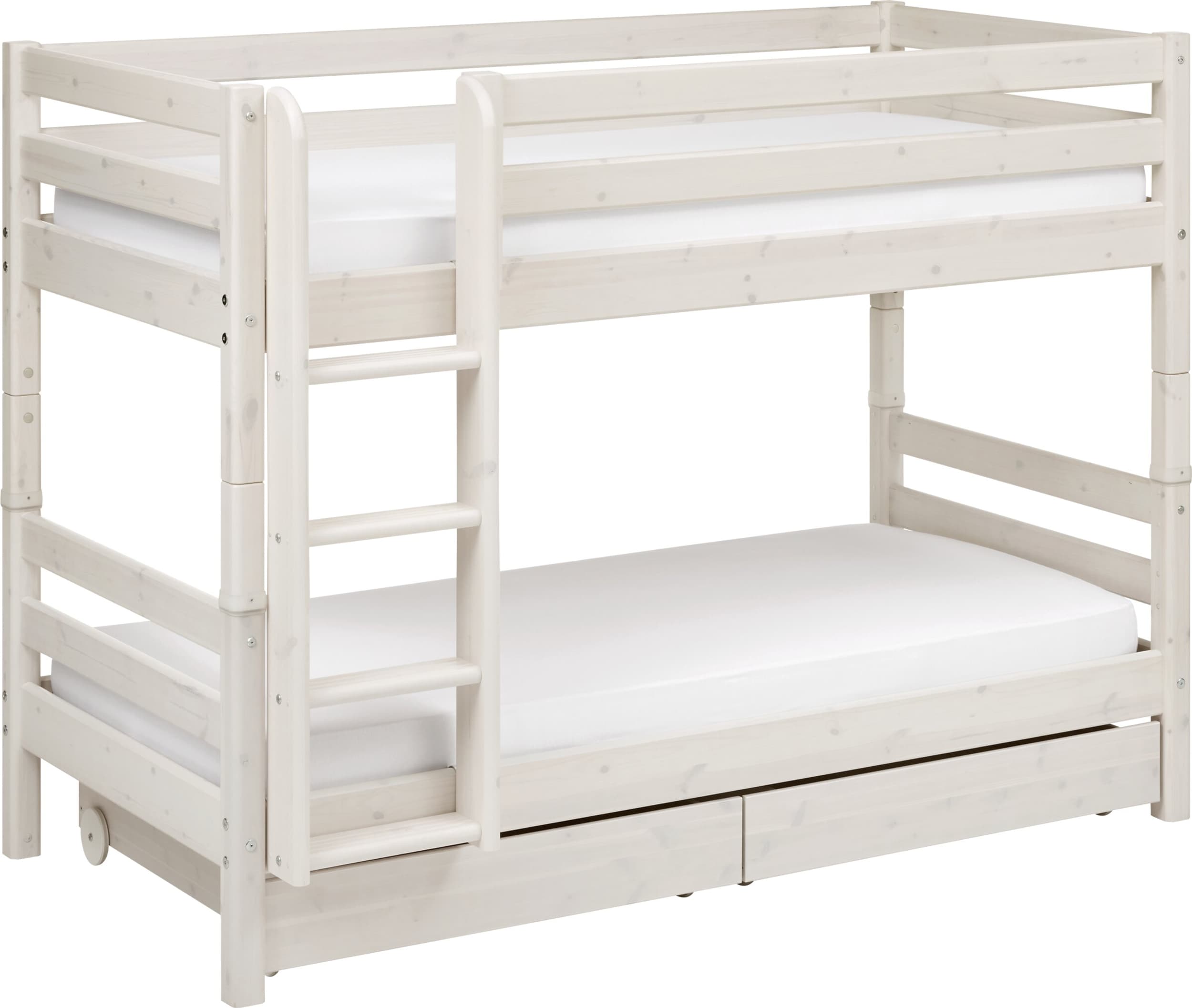 Flexa Lit superposé CLASSIC, White Wash, Pin massif, 110x210x154