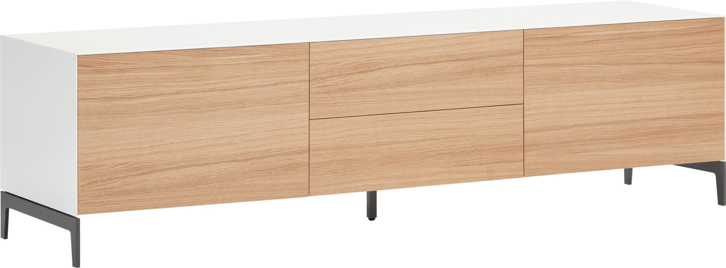 Buffet bas LUX, Blanc / Chêne, MDF (bois mélangé), 180x46x49.5, Micasa
