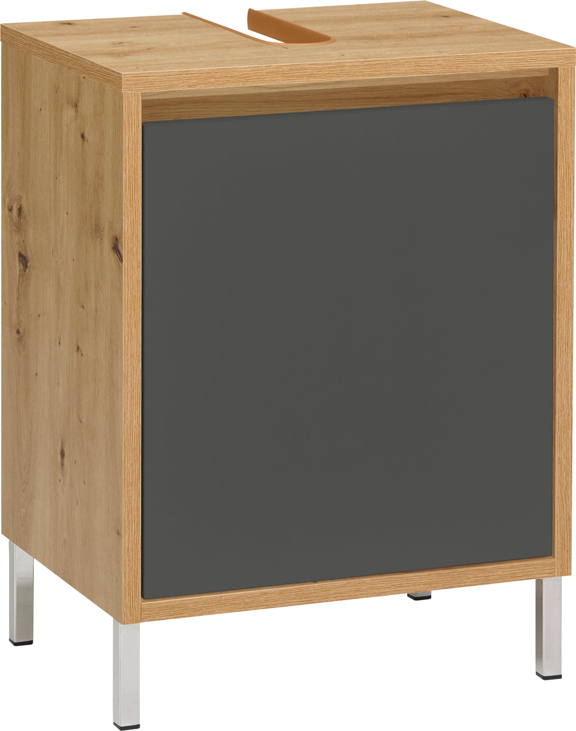 Meuble sous-lavabo SIERRA, Chêne/Anthracite, Aggloméré (bois mélangé), 45x35x60, Micasa