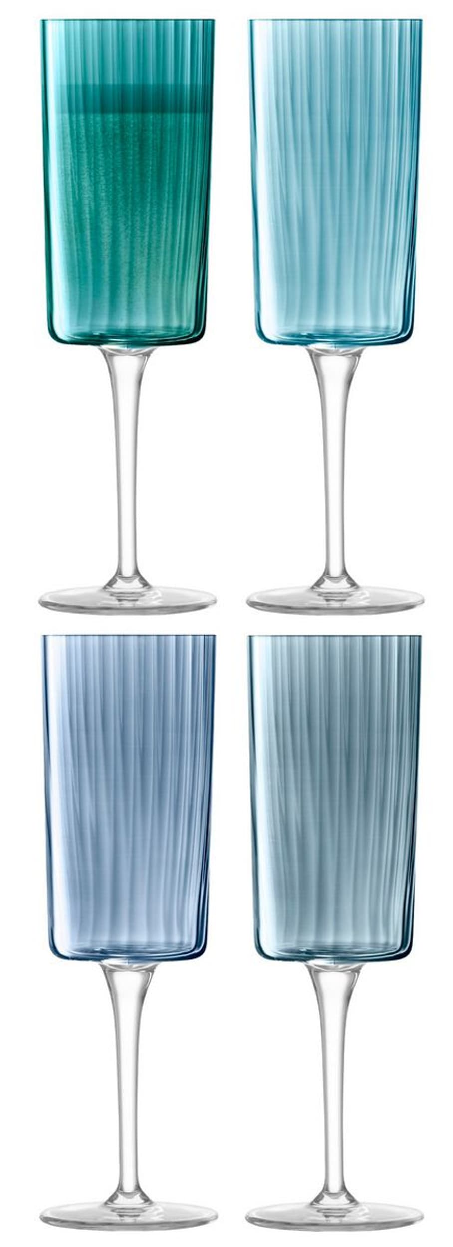 LSA Set de verres à champagne GEMS, Bleu, 19.5x6