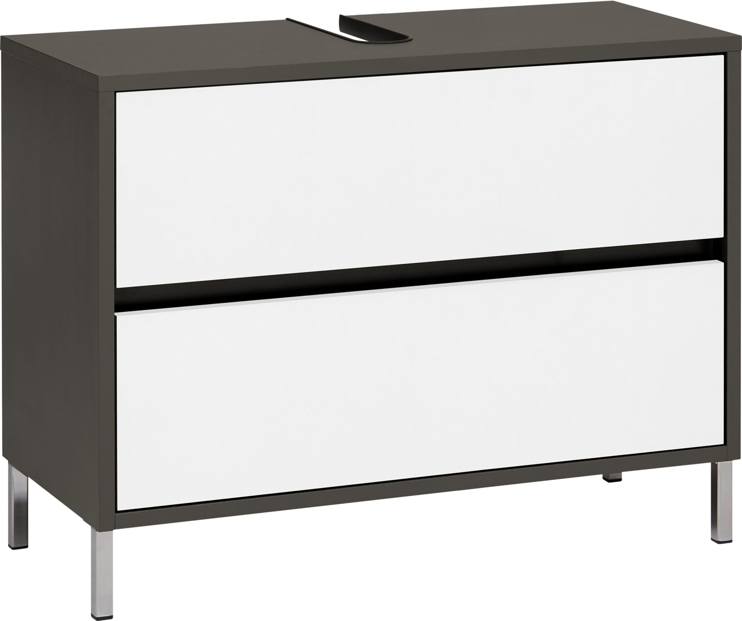 Meuble sous-lavabo SIERRA, Anthracite / Blanc, Aggloméré (bois mélangé), 80x35x60, Micasa
