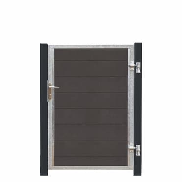 PLUS Futura WPC Einzeltor Re. 99x145cm+16cm Pfosten Schiefergrau/FVZ