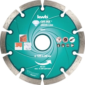 kwb Green Diamant ø 125 x 22 mm, 1 pc. Disques à tronçonner Green Diamant ø 125 x 22 mm, 1 pc. Disques à tronçonner kwb 610519300000 Photo no. 1