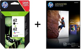 HP Bundle TPA 62 + PhotGlos Q8691A 10x15 25 feuille Cartouche d'encre Bundle TPA 62 + PhotGlos Q8691A 10x15 25 feuille Cartouche d'encre HP 798277500000 Photo no. 1
