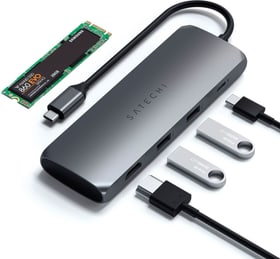 USB-C Slim Alu Multiport Hub mit SSD Fach Adapter Satechi 785300164420 Bild Nr. 1