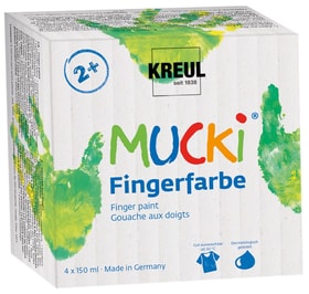 Colori a dita MUCKI in set da 4, colori a base d'acqua per bambini, colorati, 4 x 150 ml C.Kreul 665503400000 N. figura 1