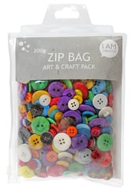 Set de boutons Zip Bag, boutons de bricolage en plastique de nombreuses couleurs et tailles différentes, multicolore, ø env. 8 à 28 mm avec trou de 1 à 4 mm, 200 g I AM CREATIVE 666020000000 Photo no. 1