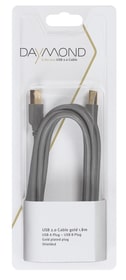 USB 2.0 Kabel 1.8m gold grau