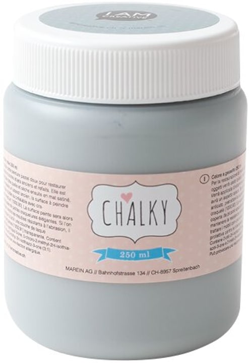 Image of I AM CREATIVE Chalky Farbe, Farbtopf mit Schraubverschluss zartem, matten, pastellfarbenen Kreidefarbton für Shabby-, Vintage- und Landhausstil DIY-Upcycling-Projekte, Grau, 250 ml Farbe