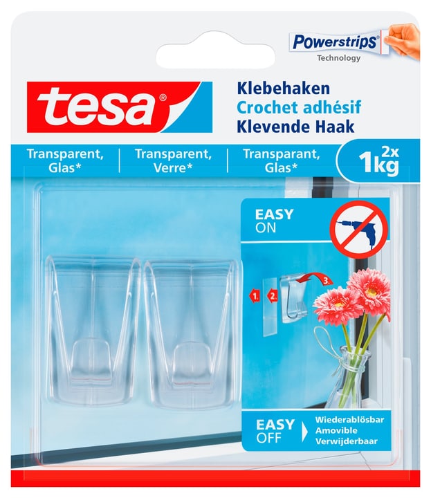 Image of Tesa Klebehaken Glas transparent, 1 kg