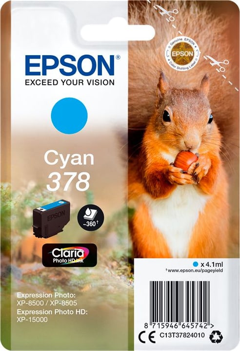 Epson Tintenpatrone 378 cyan Tintenpatrone Tintenpatrone 378 cyan Tintenpatrone Epson 798549700000 Bild Nr. 1