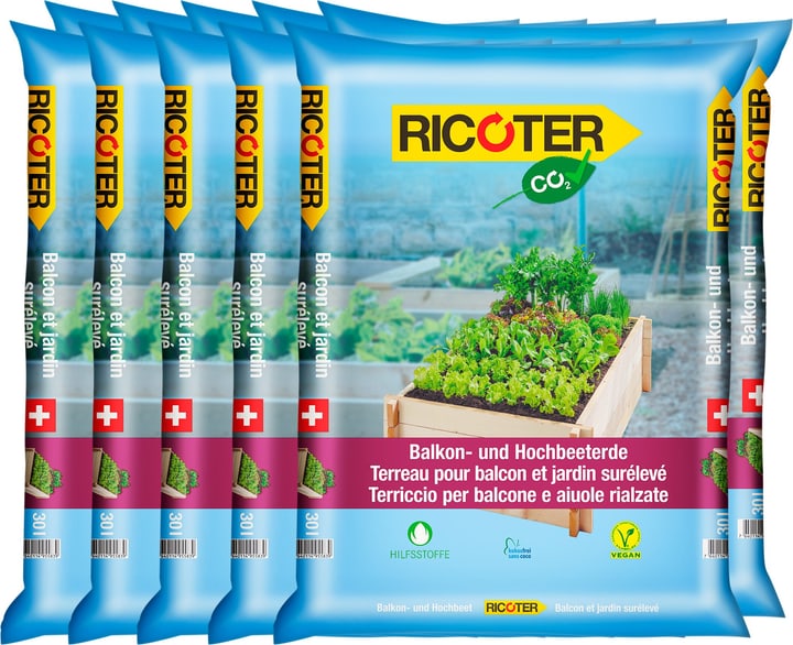 Ricoter Terreau pour balcon et jardin sureleve, 10 x 30 l Terreau spécial