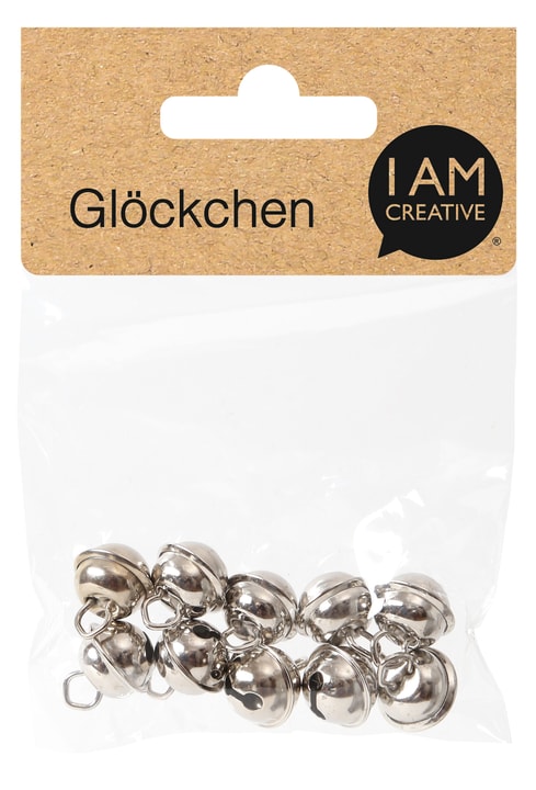 Image of I AM CREATIVE Glöckchen Metall silber 11mm 10 Stk.