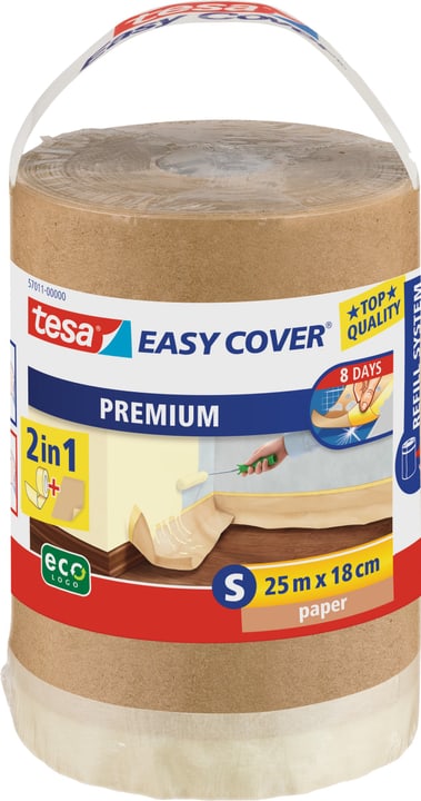 Image of Tesa Easy Cover® PREMIUM Paper ecoLogo® - S, Nachfüllrolle 25m:180mm Malerbänder