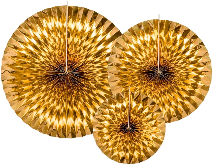 PartyDeco Rosetten Metallic 3 Stück, Gold Rosette