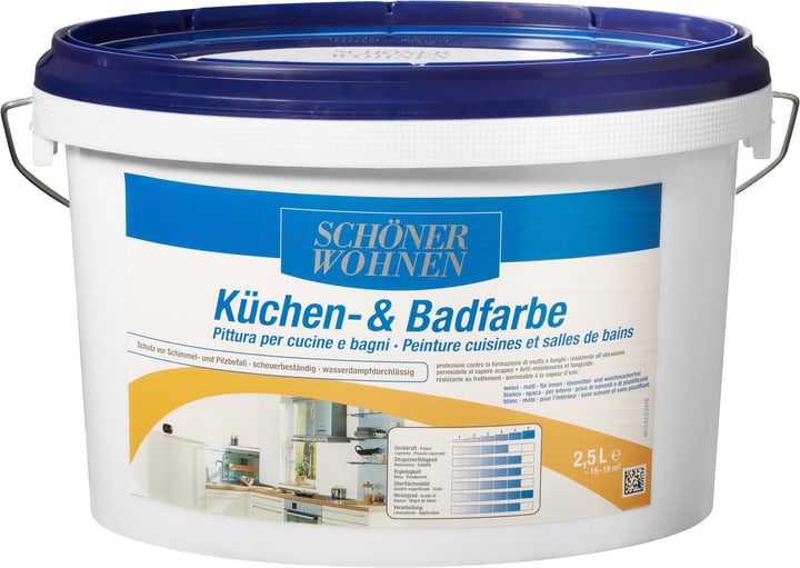 Schöner Wohnen Pittura per cucine e bagni Bianco 2.5 l Pittura per cucine e bagni Bianco 2.5 l Schöner Wohnen 660912700000 Colore Bianco Contenuto 2.5 l N. figura 1