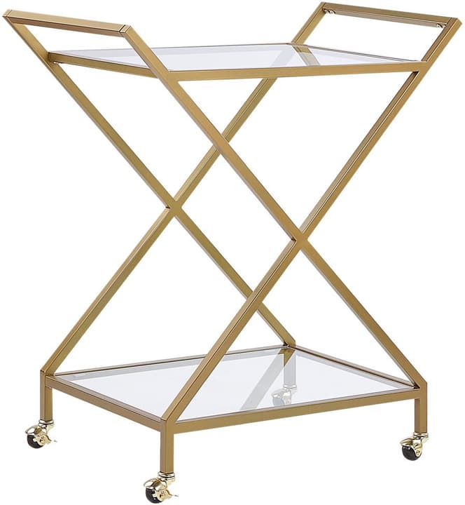 Image of Beliani Servierwagen Metall / Glas gold 2 Etagen IVERA