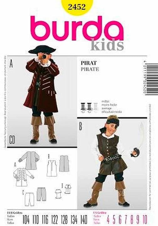 Image of burda Schnittmuster, Pirat Schnittmuster