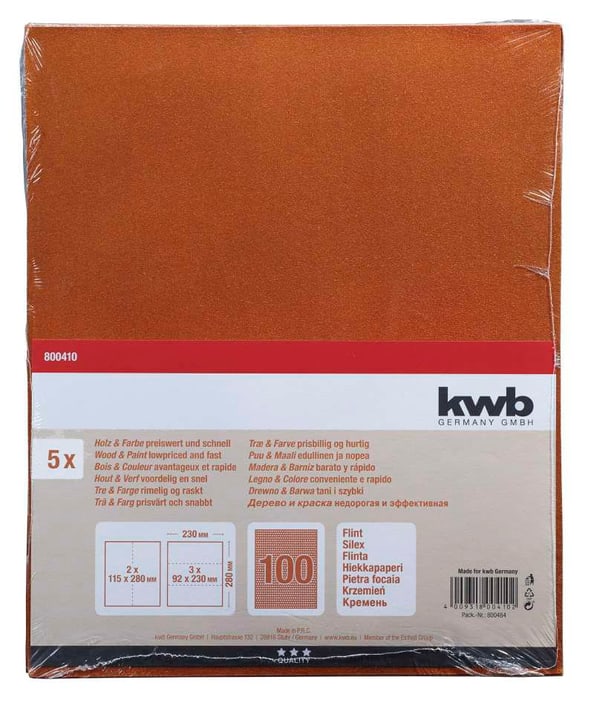 Image of kwb Schleifbogen Flint K 100, 5 Stk. Schleifpapier