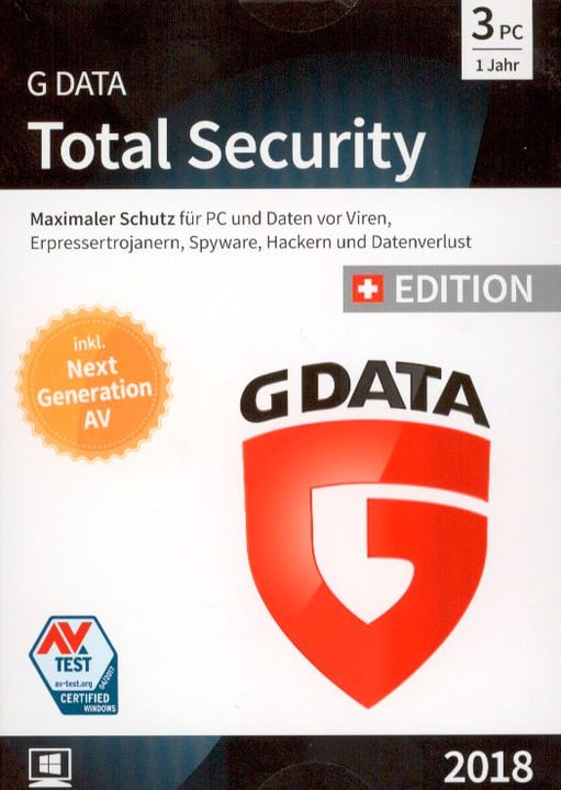 PC - GData Total Security 2018 Swiss Edition (3 PC) (D/F/I) Physique (Box) PC - GData Total Security 2018 Swiss Edition (3 PC) (D/F/I) Physique (Box) 785300133167 Photo no. 1