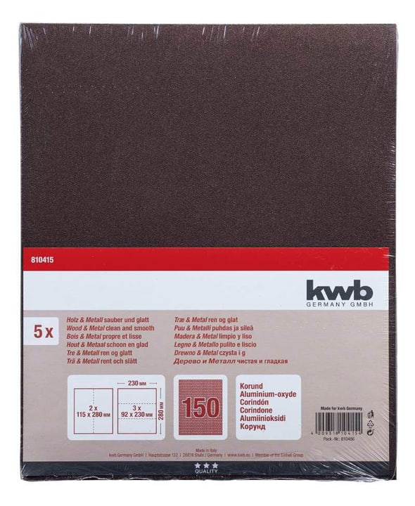 kwb Papier Corindon GR. 150, 5 pcs. Papier Abrasif