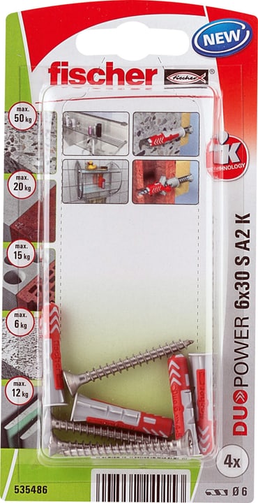 Image of fischer DUOPOWER 6 x 30 inkl. Schrauben A2 Universaldübel bei Do it + Garden von Migros