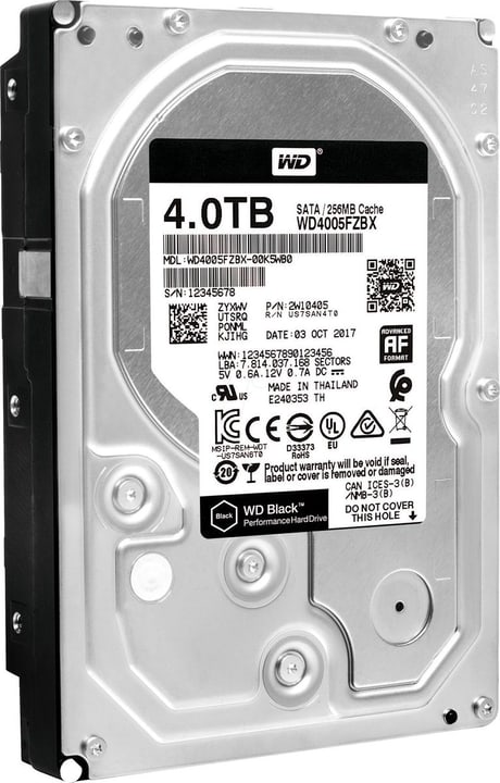 Western Digital Black Performance Desktop Festplatte 4TB 3.5" HDD Intern Black Performance Desktop Festplatte 4TB 3.5" HDD Intern Western Digital 785300137857 Bild Nr. 1