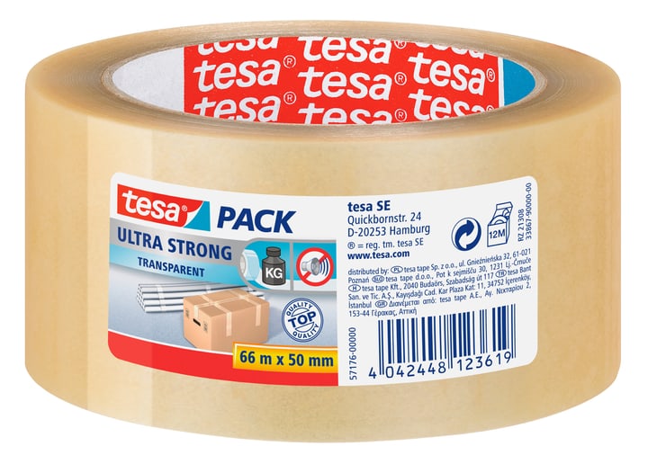 Image of Tesa tesapack® ultra strong 66m:50mm transparent Klebebänder