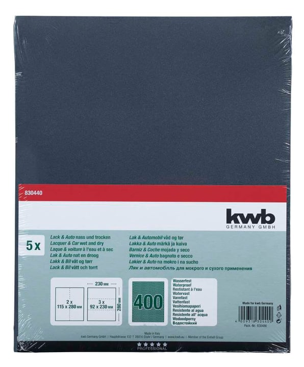Image of kwb Schleifbogen Wasserfest K 400, 5 Stk. Schleifpapier